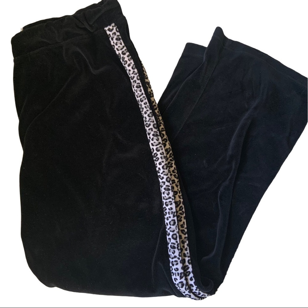 black leopard stripe y2k velour bottoms